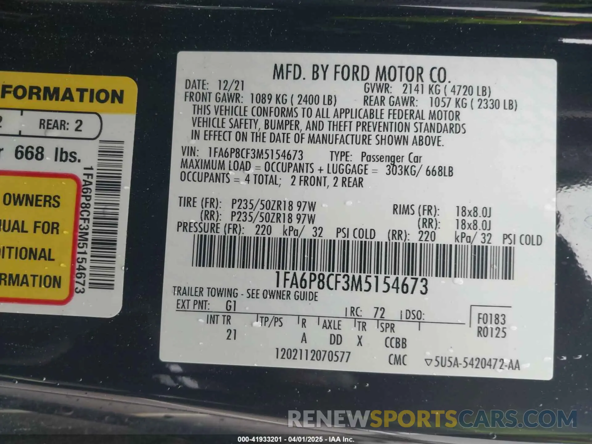 9 Photograph of a damaged car 1FA6P8CF3M5154673 FORD MUSTANG 2021