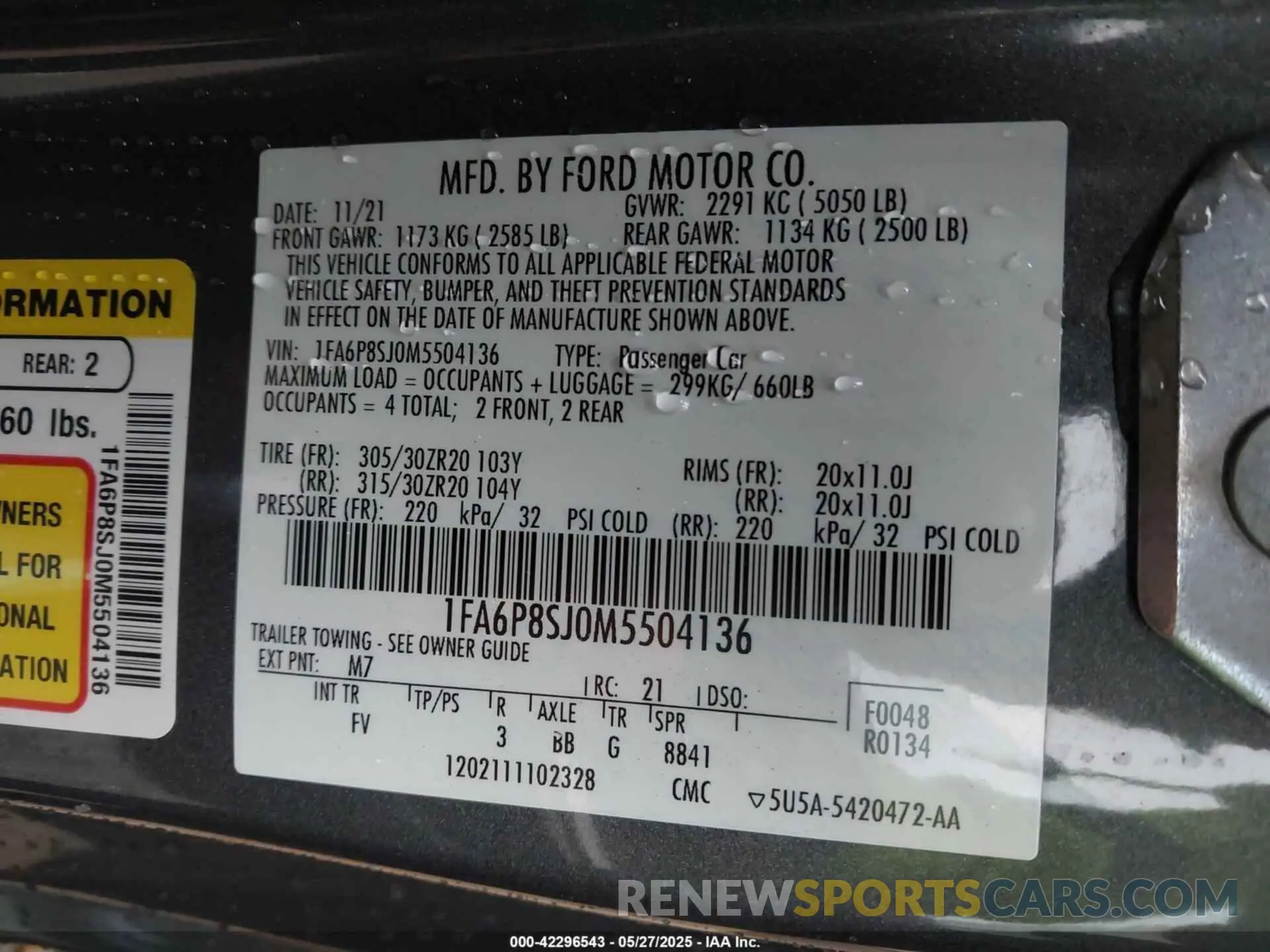 9 Photograph of a damaged car 1FA6P8SJ0M5504136 FORD MUSTANG 2021