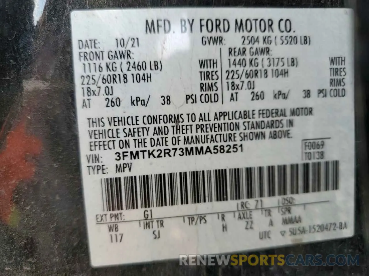 13 Photograph of a damaged car 3FMTK2R73MMA58251 FORD MUSTANG 2021