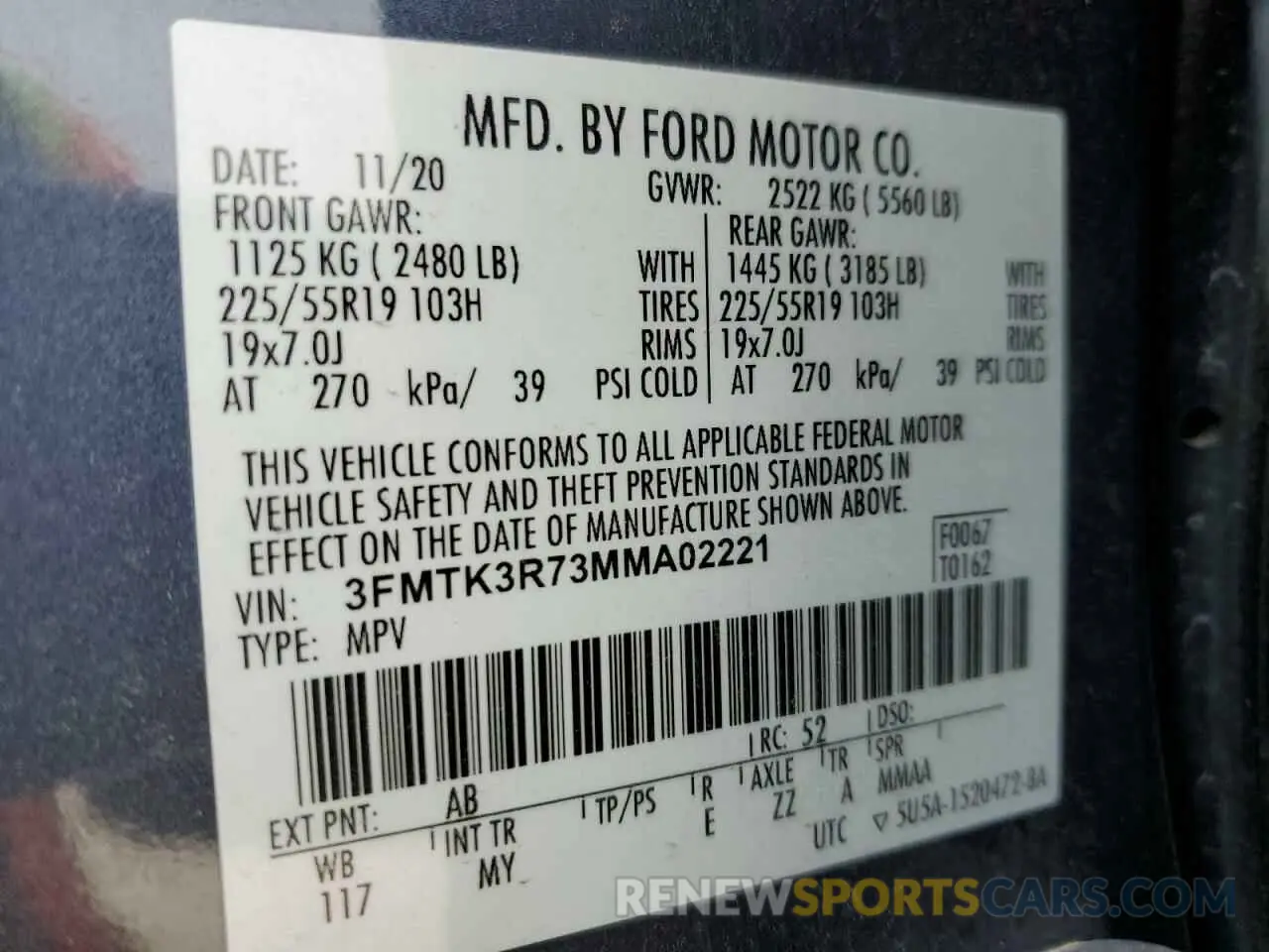 14 Photograph of a damaged car 3FMTK3R73MMA02221 FORD MUSTANG 2021