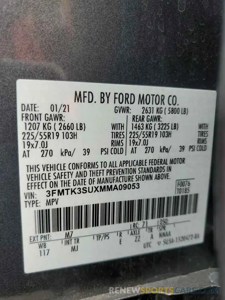 15 Photograph of a damaged car 3FMTK3SUXMMA09053 FORD MUSTANG 2021