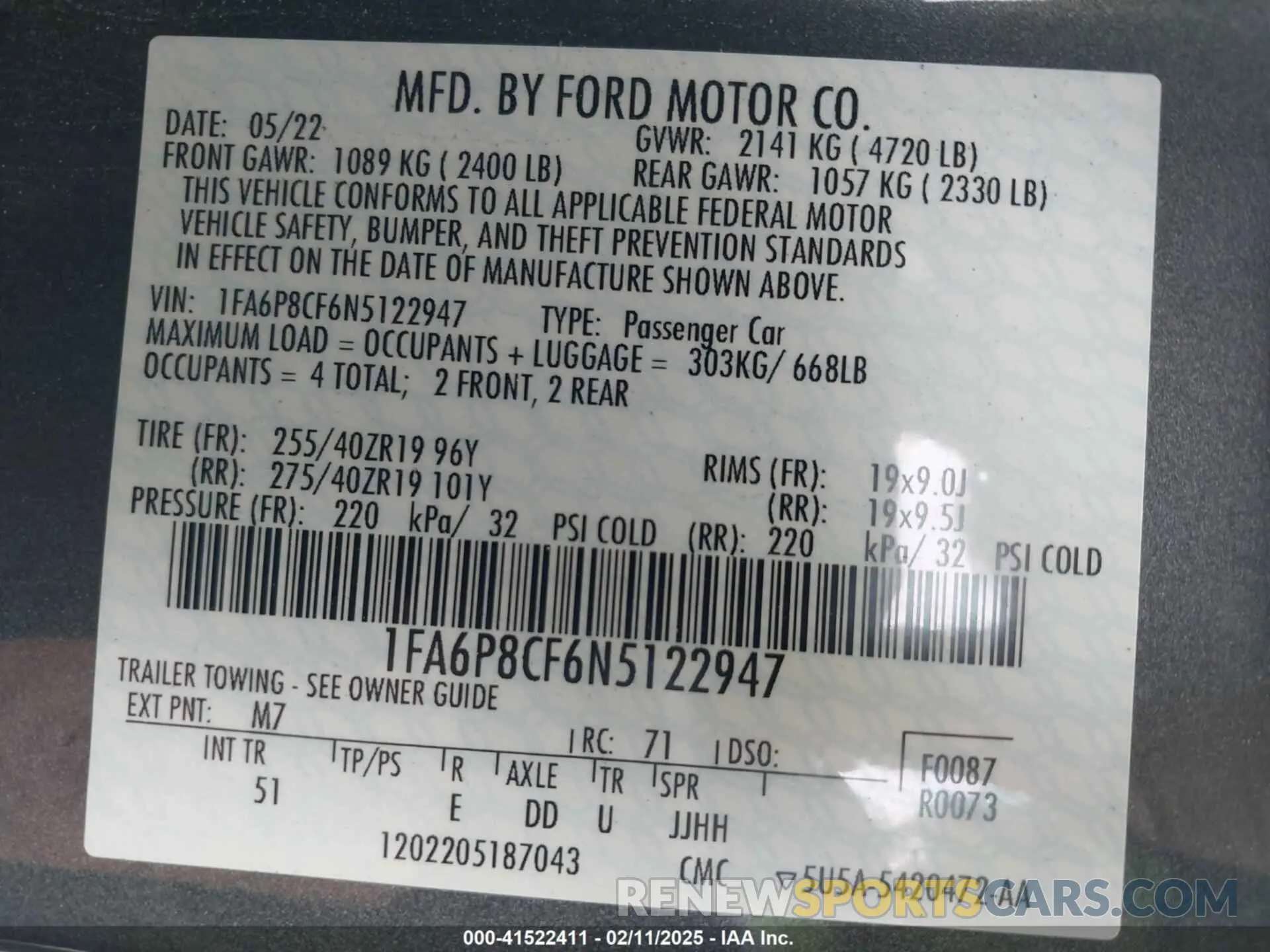 9 Photograph of a damaged car 1FA6P8CF6N5122947 FORD MUSTANG 2022