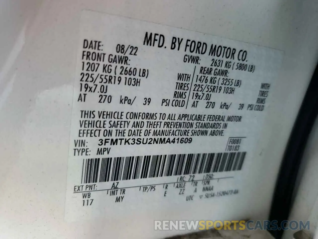 13 Photograph of a damaged car 3FMTK3SU2NMA41609 FORD MUSTANG 2022