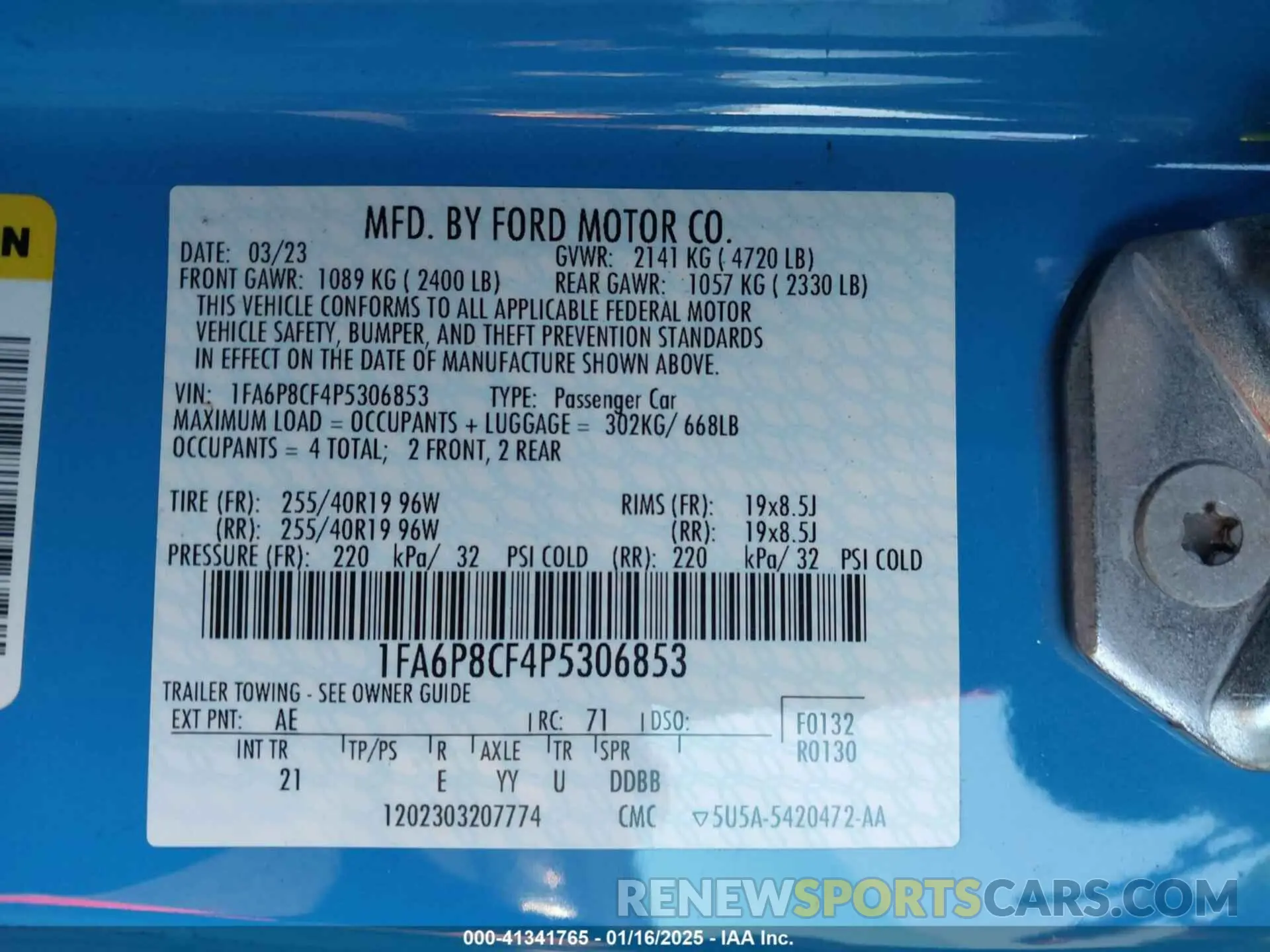 9 Photograph of a damaged car 1FA6P8CF4P5306853 FORD MUSTANG 2023