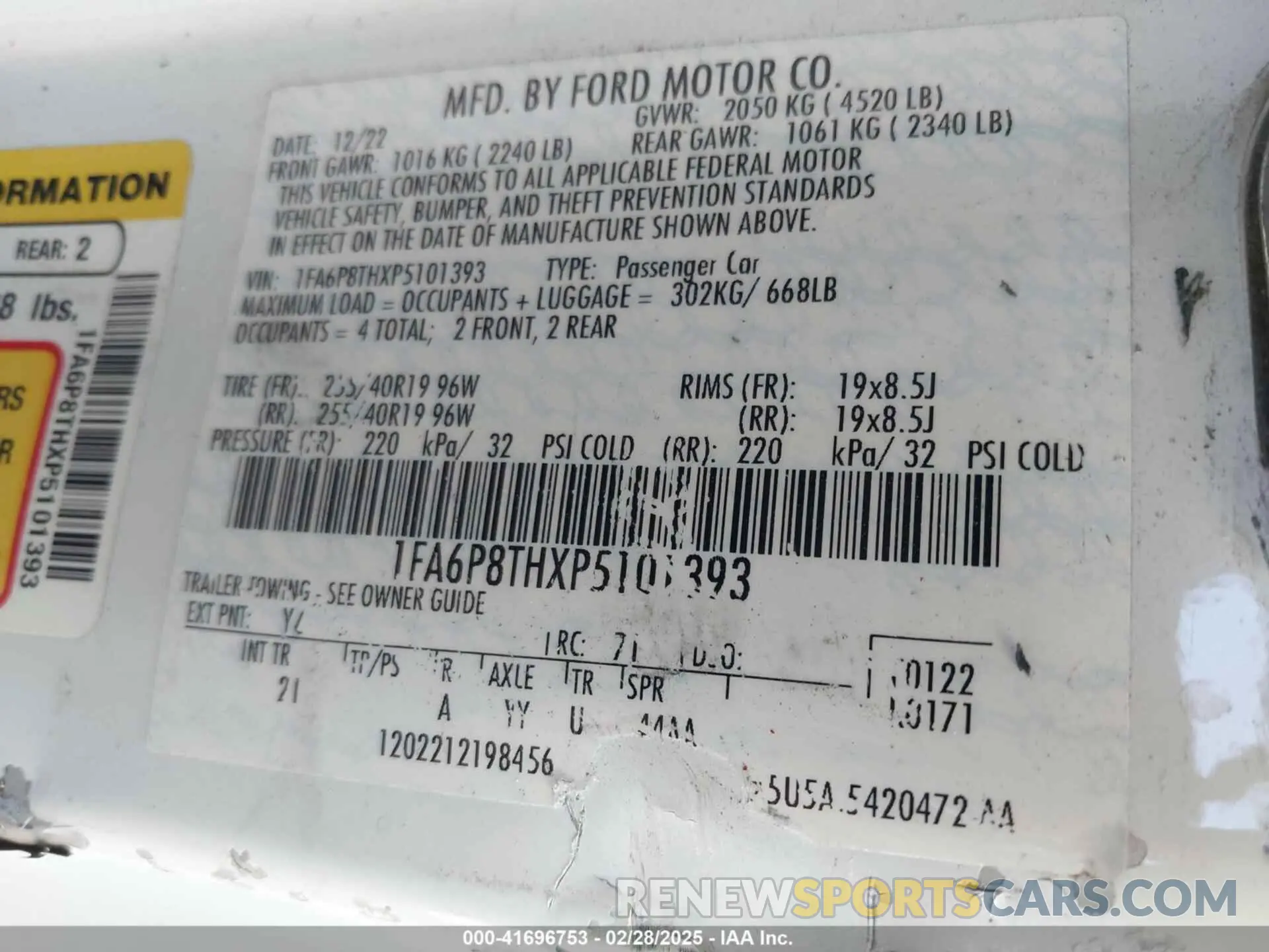 9 Photograph of a damaged car 1FA6P8THXP5101393 FORD MUSTANG 2023