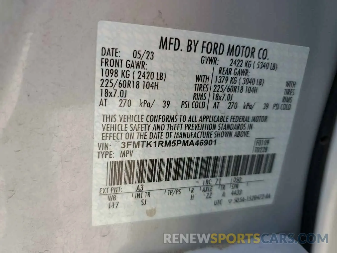 14 Photograph of a damaged car 3FMTK1RM5PMA46901 FORD MUSTANG 2023