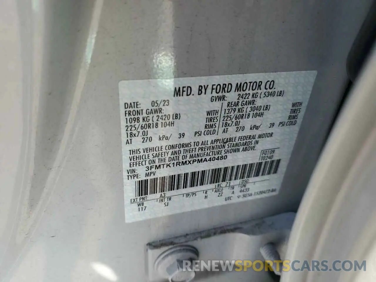 13 Photograph of a damaged car 3FMTK1RMXPMA40480 FORD MUSTANG 2023