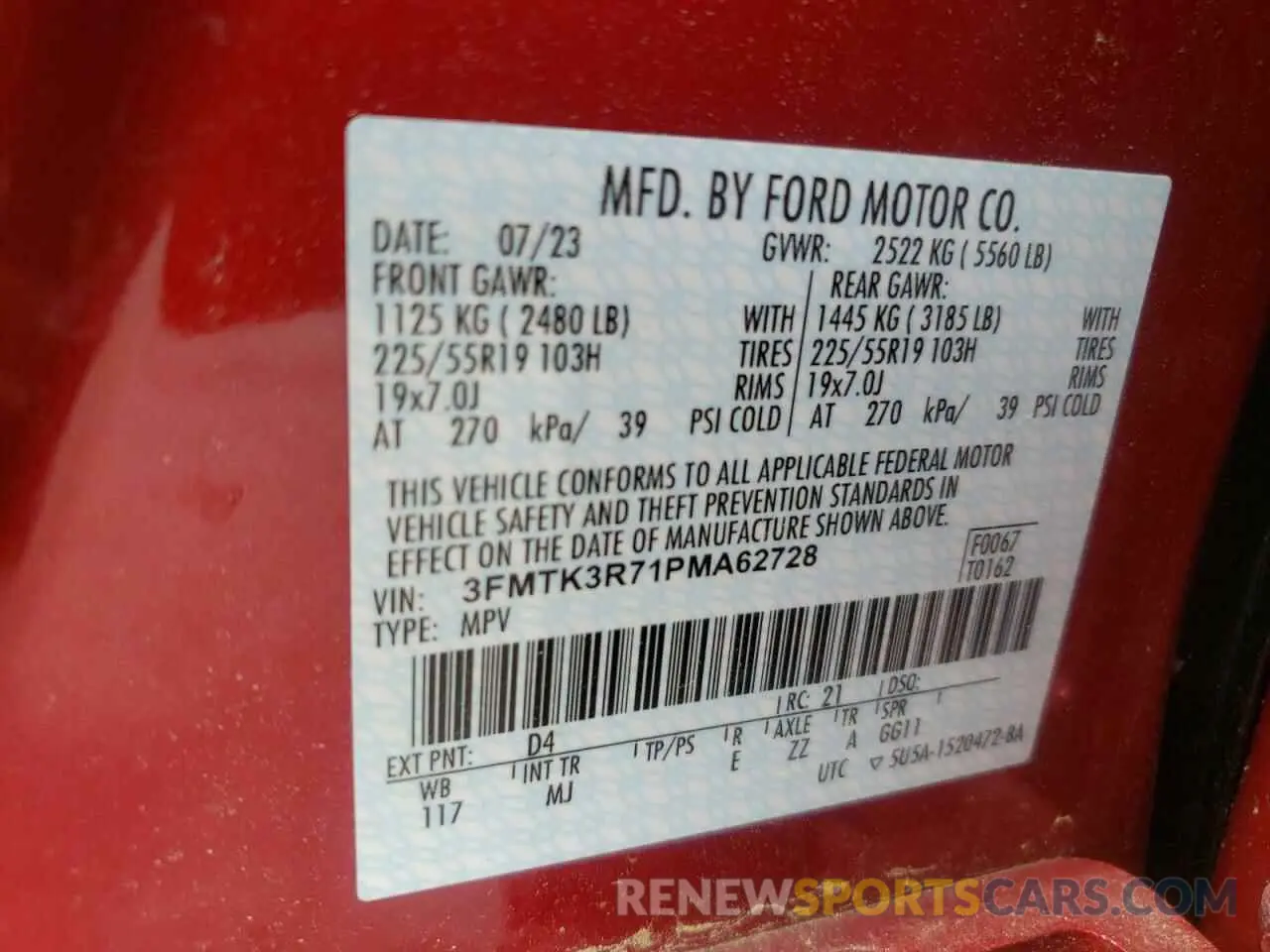 13 Photograph of a damaged car 3FMTK3R71PMA62728 FORD MUSTANG 2023