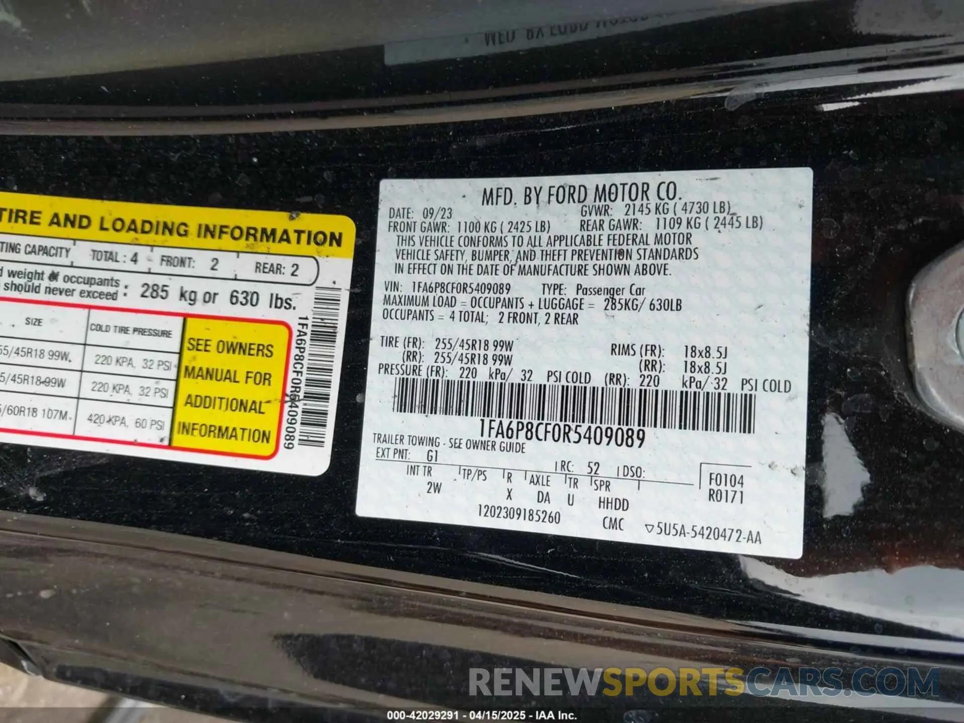 9 Photograph of a damaged car 1FA6P8CF0R5409089 FORD MUSTANG 2024