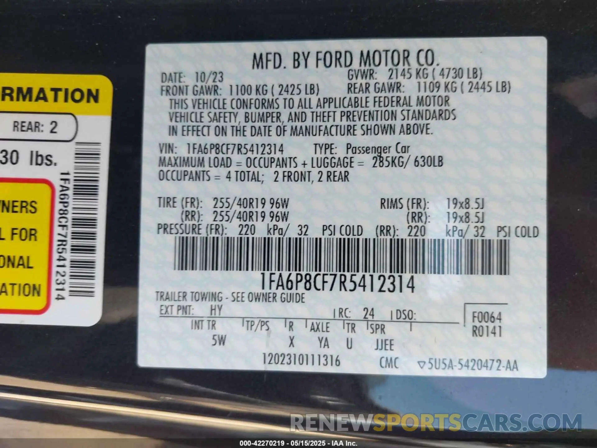 9 Photograph of a damaged car 1FA6P8CF7R5412314 FORD MUSTANG 2024