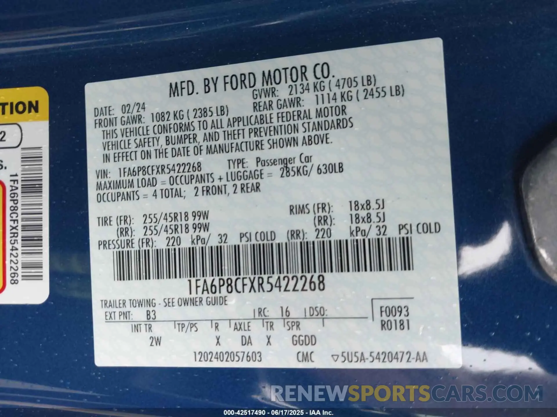 9 Photograph of a damaged car 1FA6P8CFXR5422268 FORD MUSTANG 2024