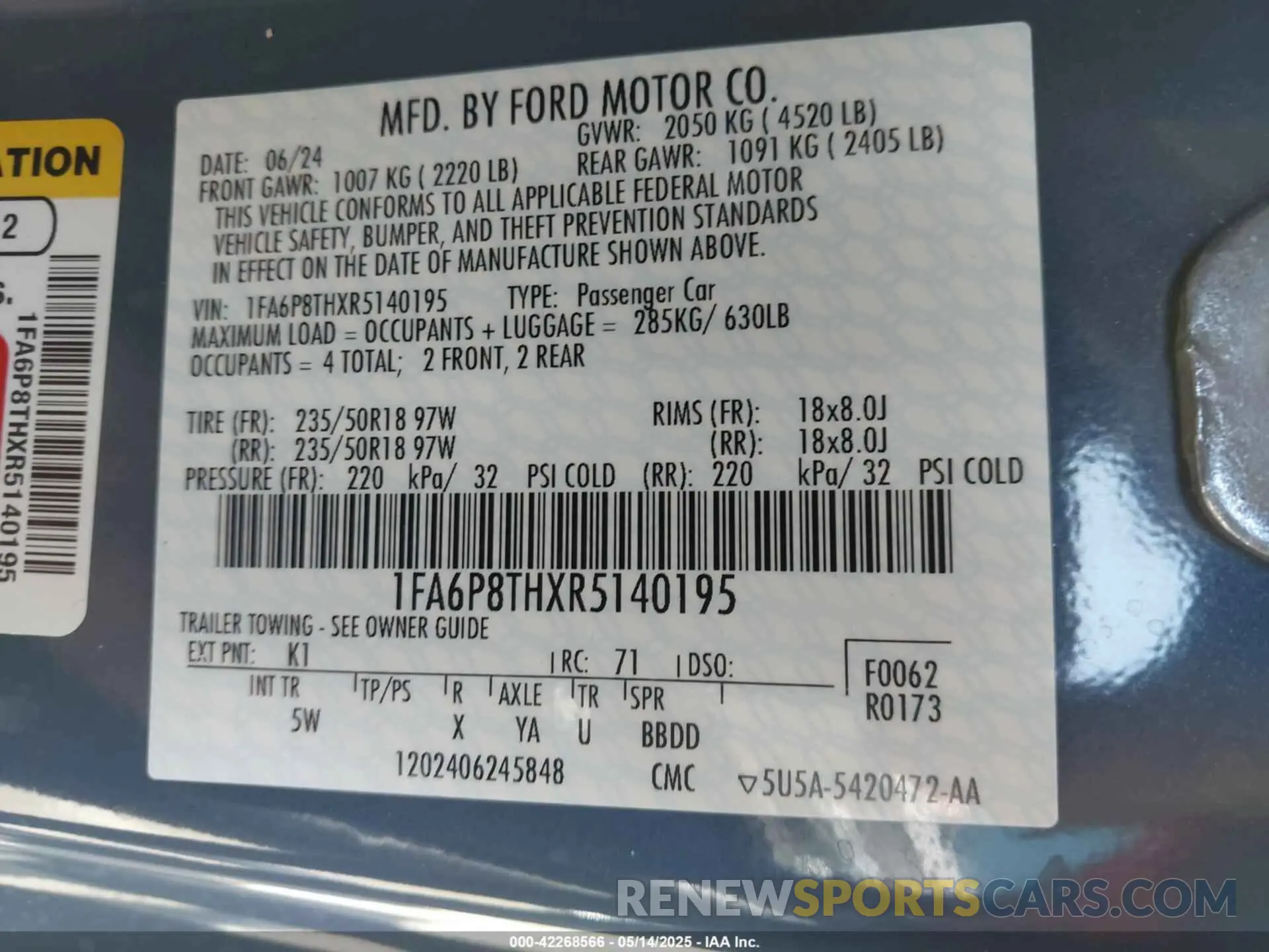 9 Photograph of a damaged car 1FA6P8THXR5140195 FORD MUSTANG 2024