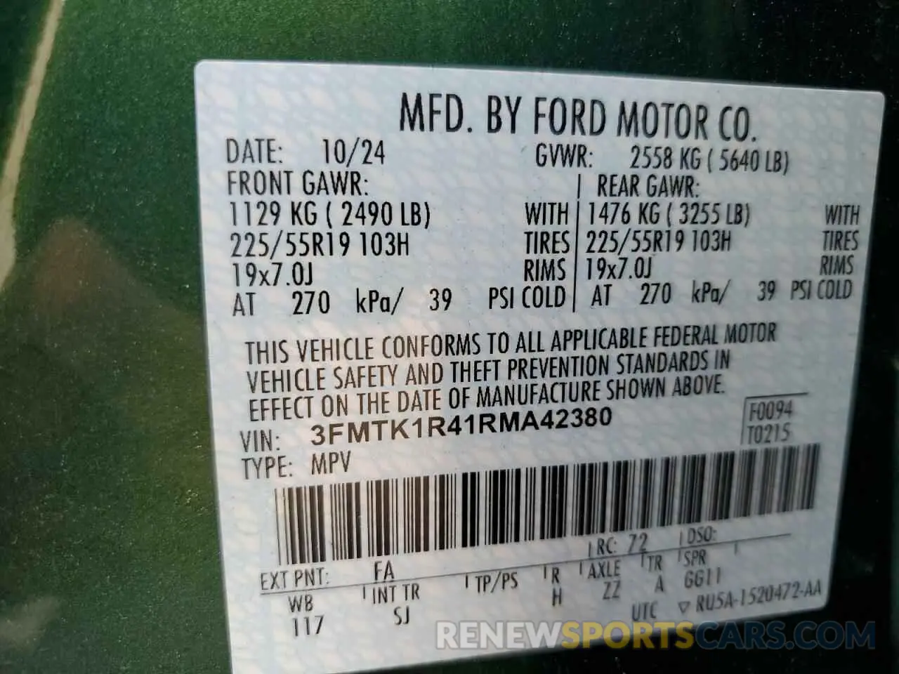14 Photograph of a damaged car 3FMTK1R41RMA42380 FORD MUSTANG 2024