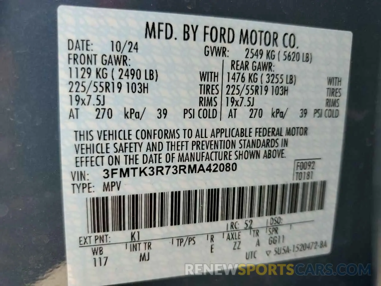 13 Photograph of a damaged car 3FMTK3R73RMA42080 FORD MUSTANG 2024