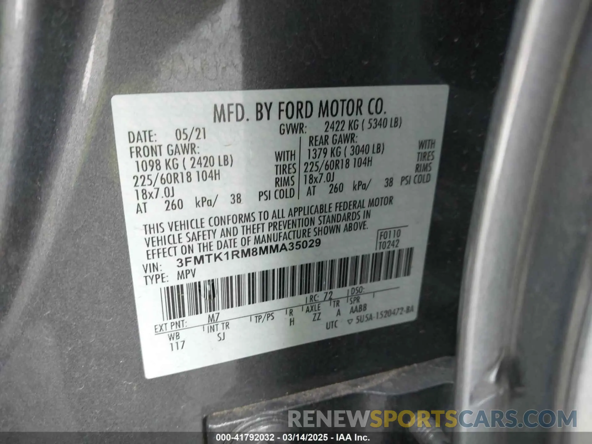 9 Photograph of a damaged car 3FMTK1RM8MMA35029 FORD MUSTANG MACH-E 2021