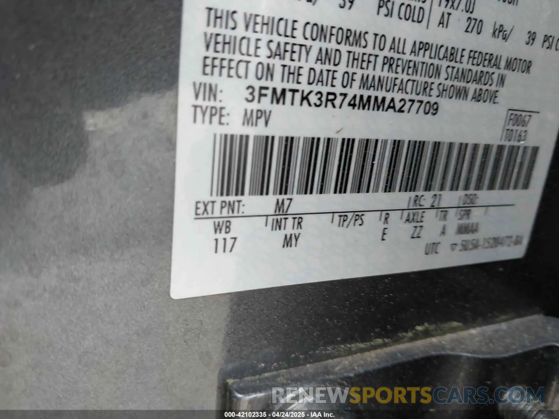 9 Photograph of a damaged car 3FMTK3R74MMA27709 FORD MUSTANG MACH-E 2021