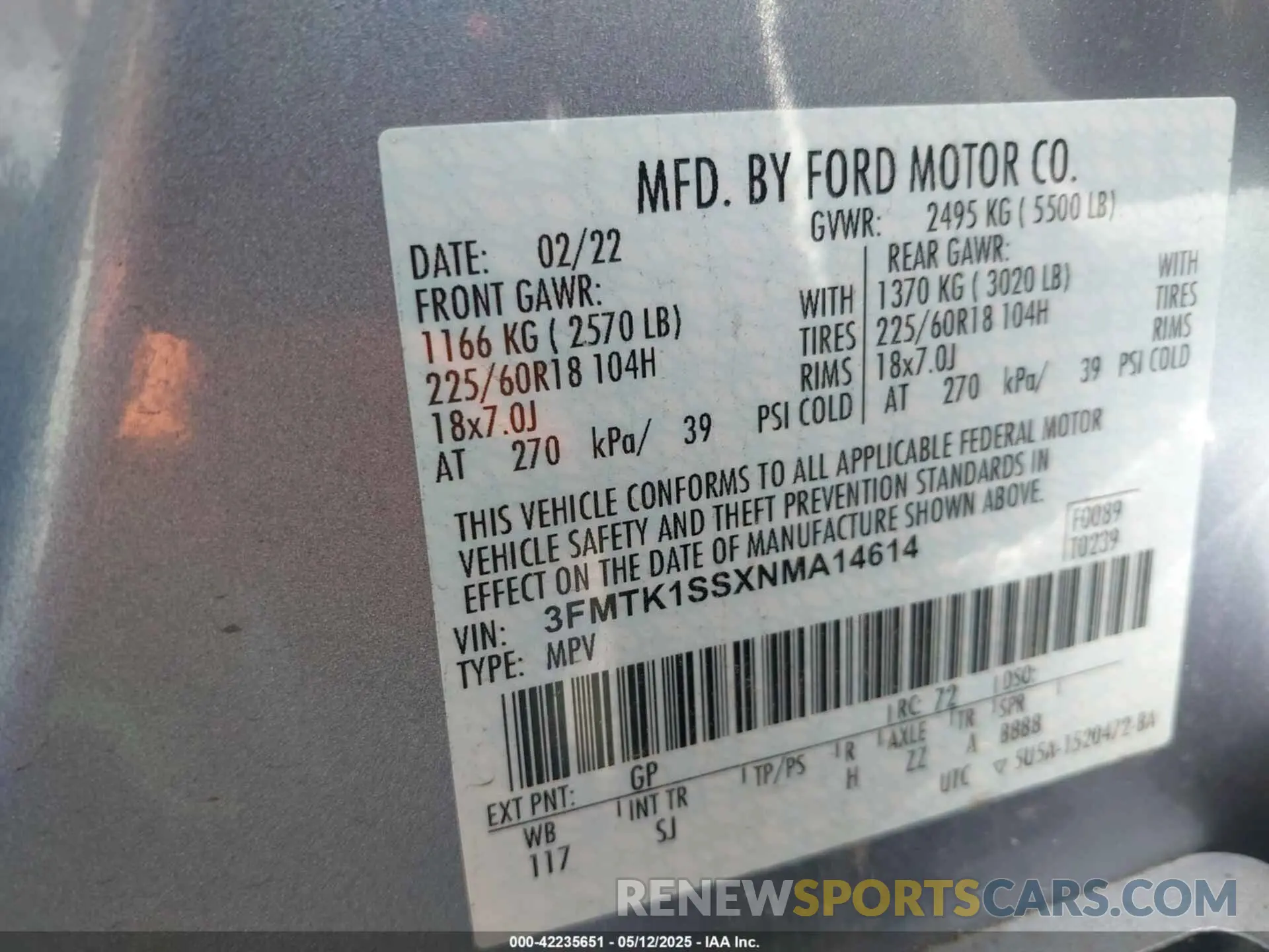 9 Photograph of a damaged car 3FMTK1SSXNMA14614 FORD MUSTANG MACH-E 2022