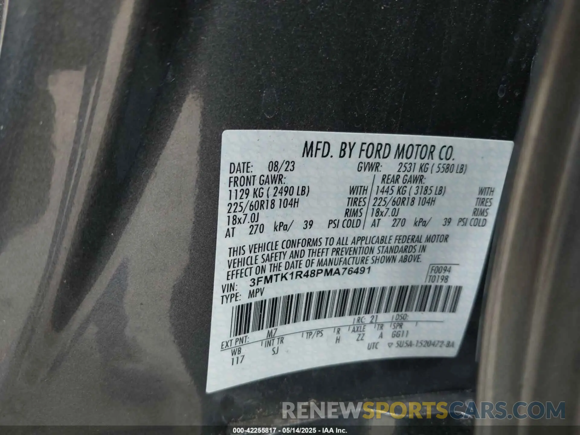 9 Photograph of a damaged car 3FMTK1R48PMA76491 FORD MUSTANG MACH-E 2023
