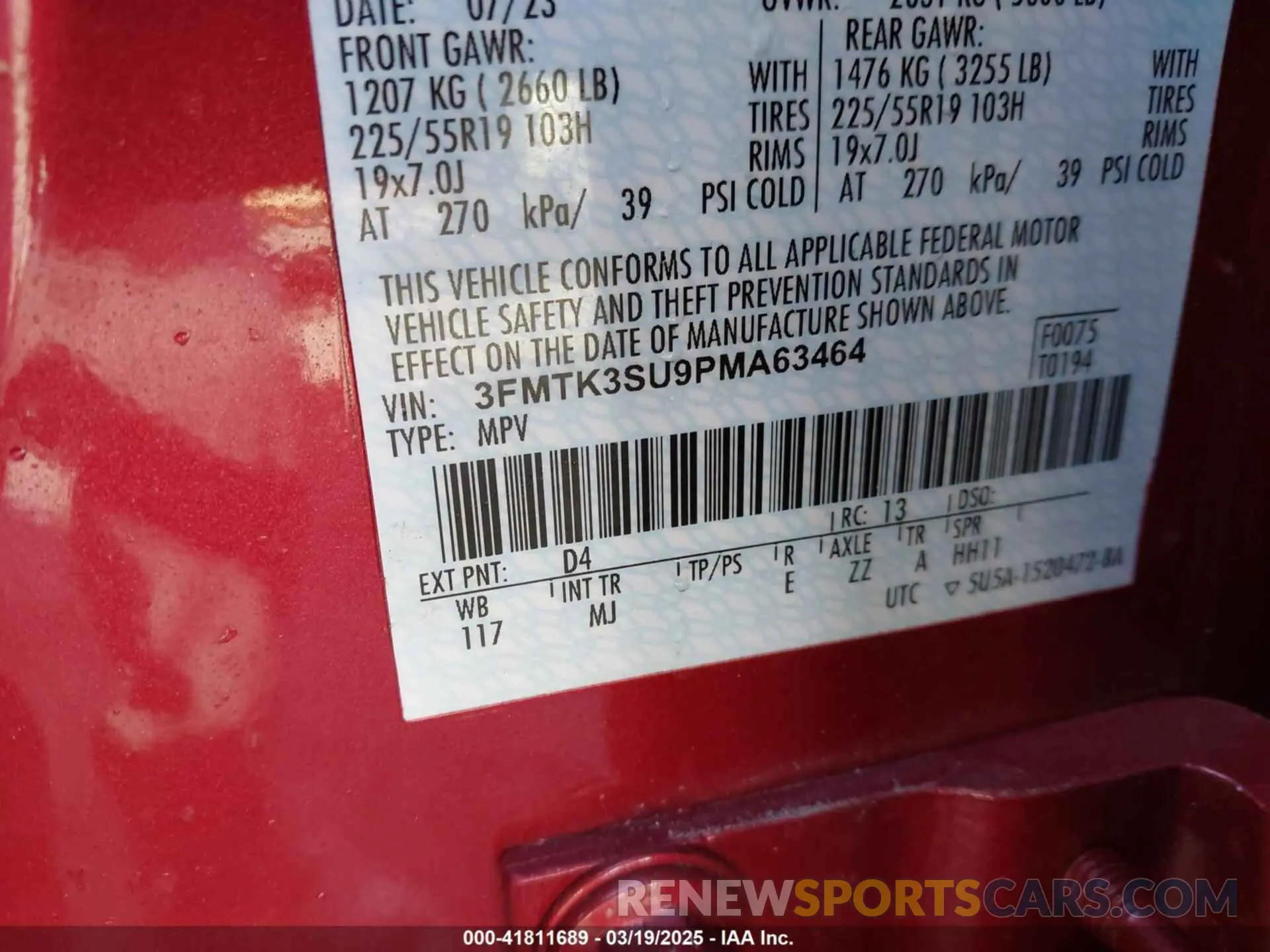 9 Photograph of a damaged car 3FMTK3SU9PMA63464 FORD MUSTANG MACH-E 2023