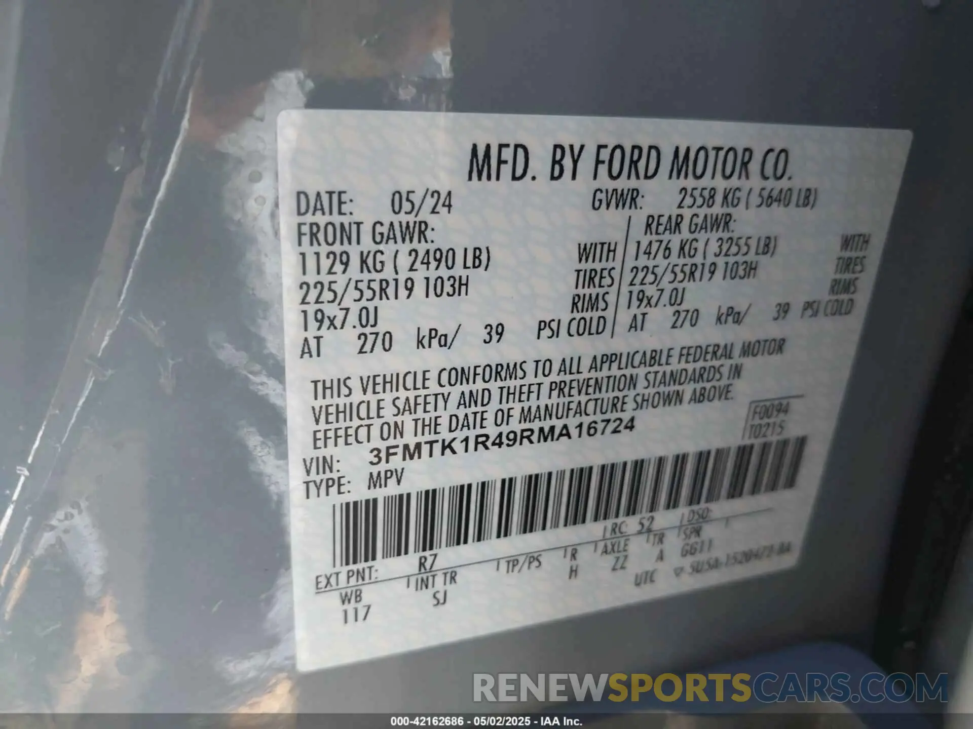 9 Photograph of a damaged car 3FMTK1R49RMA16724 FORD MUSTANG MACH-E 2024