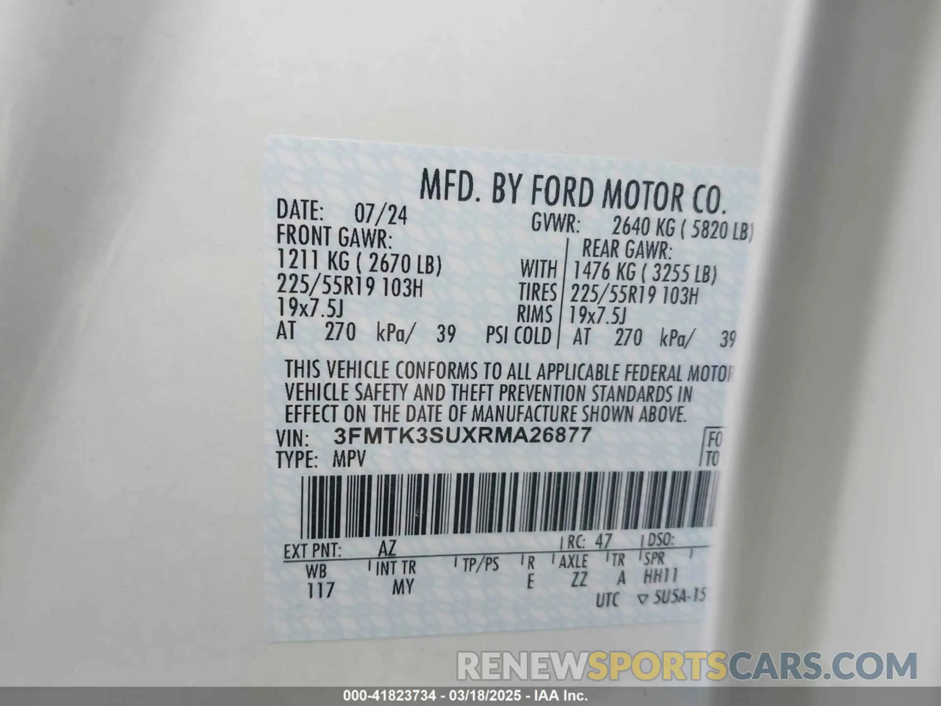 9 Photograph of a damaged car 3FMTK3SUXRMA26877 FORD MUSTANG MACH-E 2024