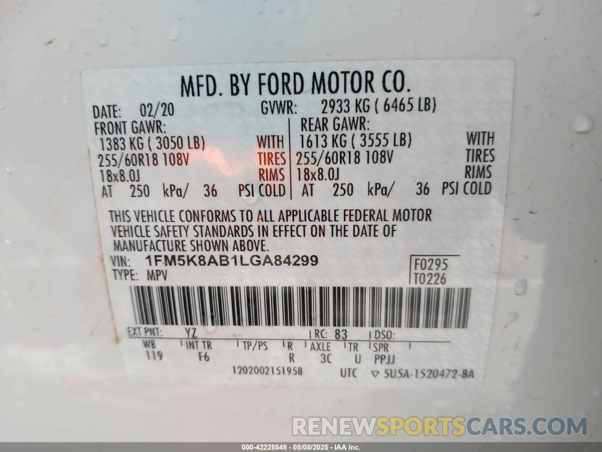 9 Photograph of a damaged car 1FM5K8AB1LGA84299 FORD POLICE INTERCEPTOR 2020