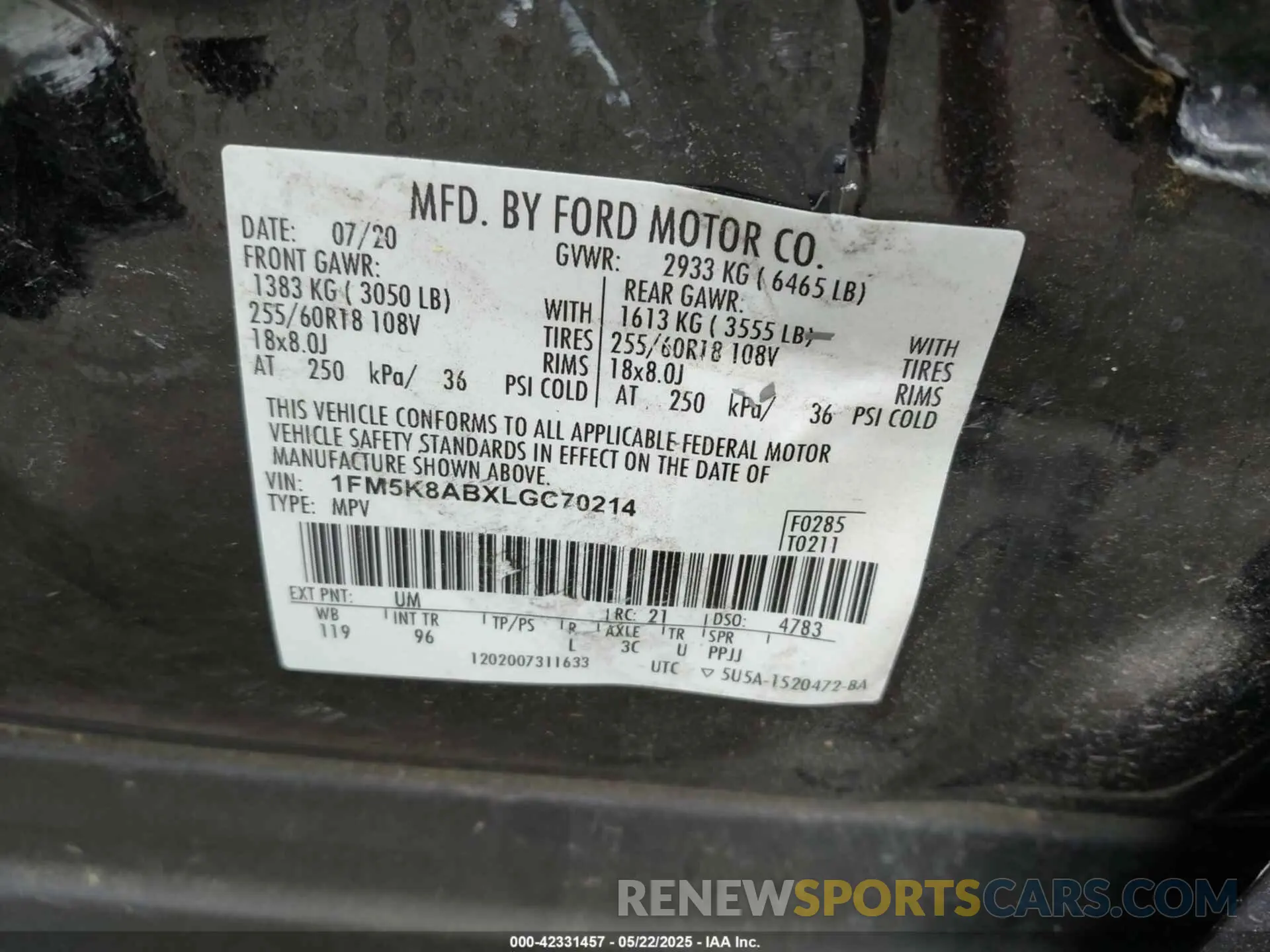 9 Photograph of a damaged car 1FM5K8ABXLGC70214 FORD POLICE INTERCEPTOR 2020