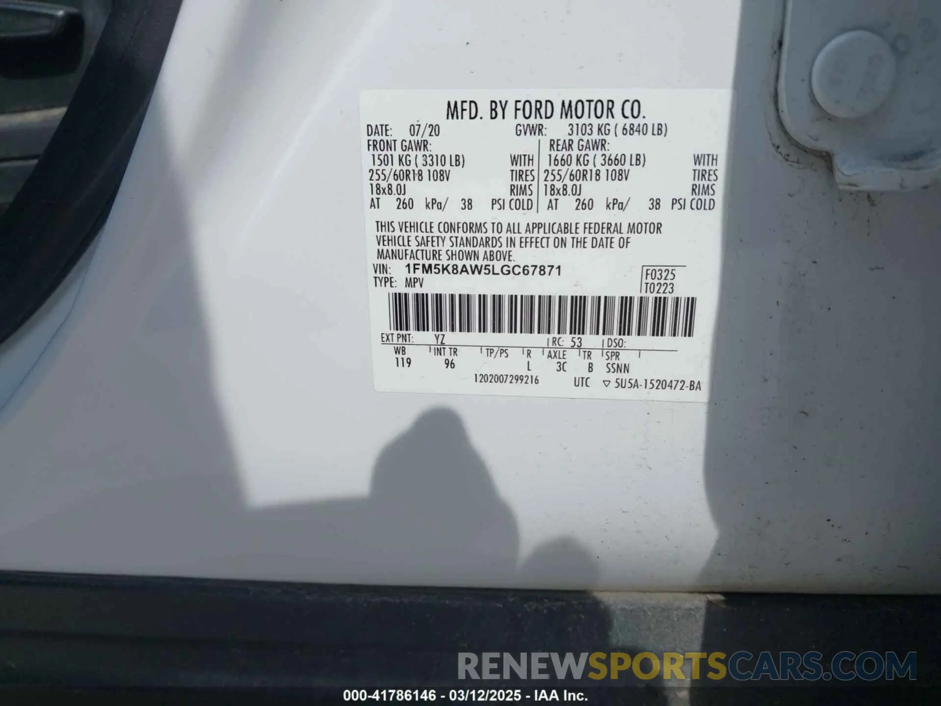 9 Photograph of a damaged car 1FM5K8AW5LGC67871 FORD POLICE INTERCEPTOR 2020