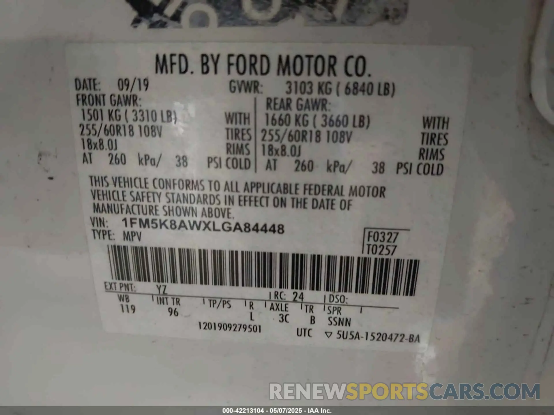 9 Photograph of a damaged car 1FM5K8AWXLGA84448 FORD POLICE INTERCEPTOR 2020