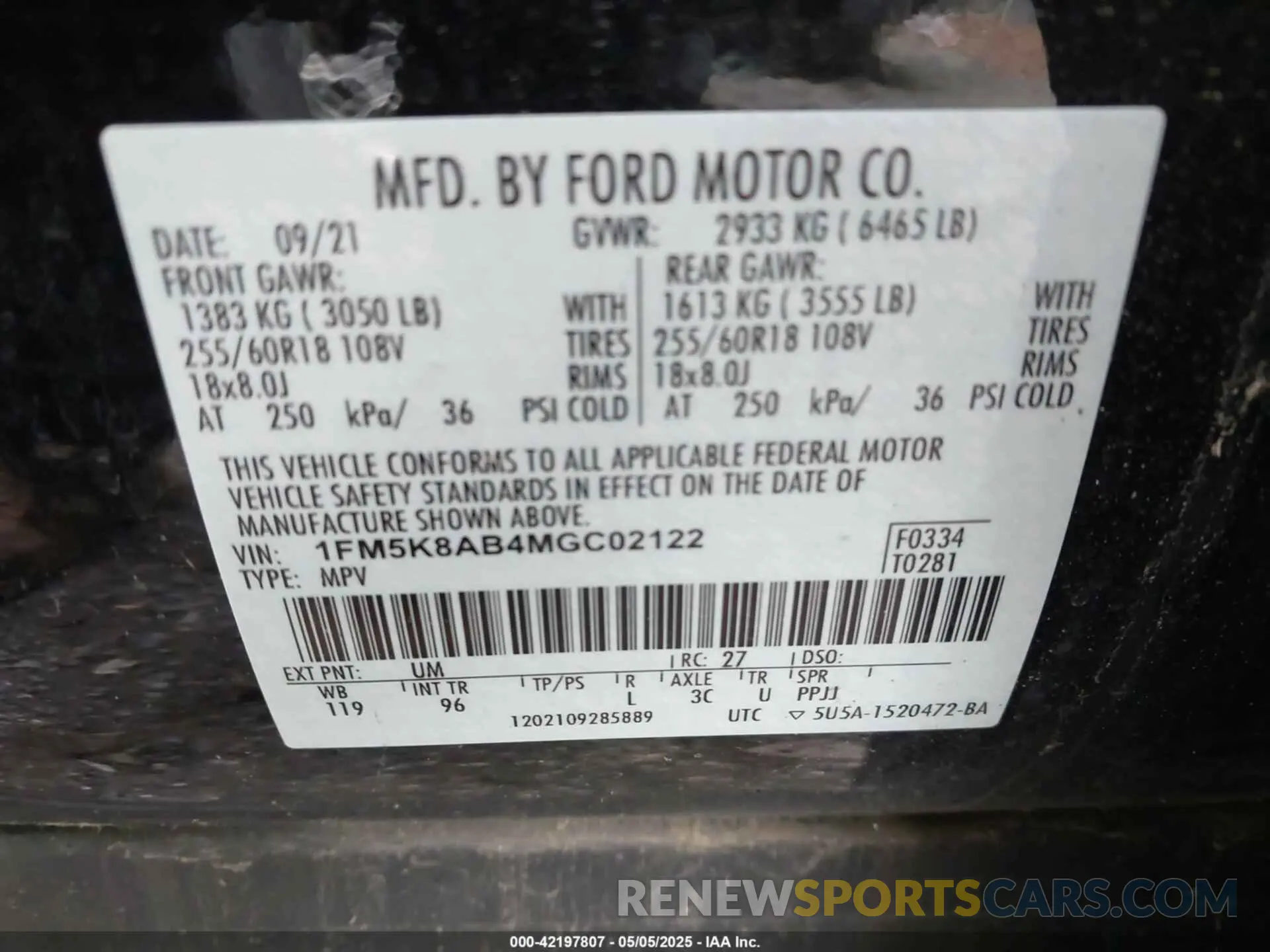 9 Photograph of a damaged car 1FM5K8AB4MGC02122 FORD POLICE INTERCEPTOR 2021