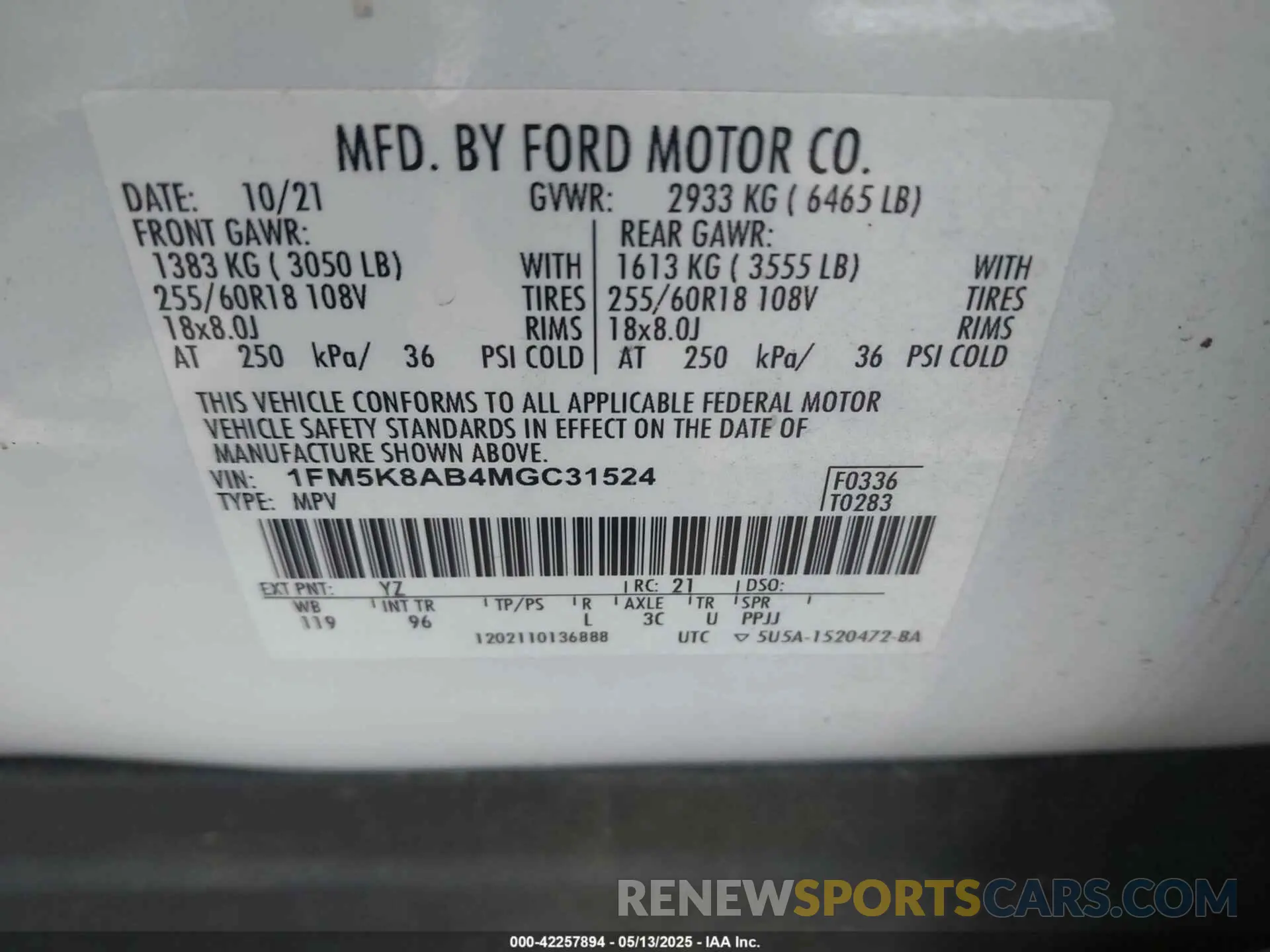 9 Photograph of a damaged car 1FM5K8AB4MGC31524 FORD POLICE INTERCEPTOR 2021