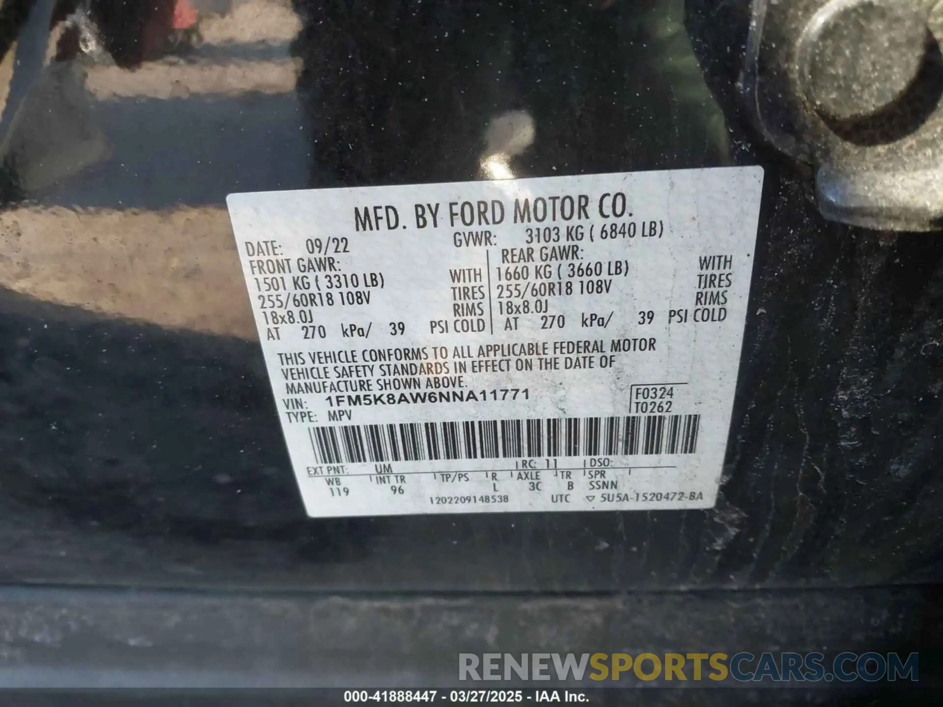 9 Photograph of a damaged car 1FM5K8AW6NNA11771 FORD POLICE INTERCEPTOR 2022