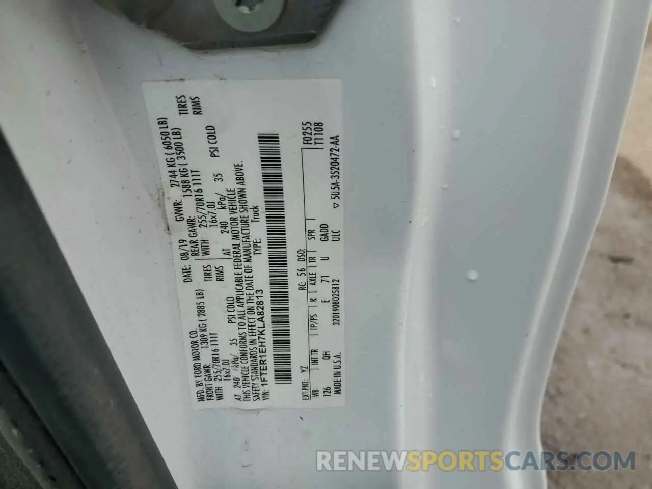 12 Photograph of a damaged car 1FTER1EH7KLA82813 FORD RANGER 2019
