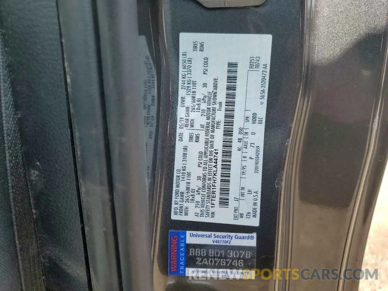 12 Photograph of a damaged car 1FTER1FH7KLA44741 FORD RANGER 2019