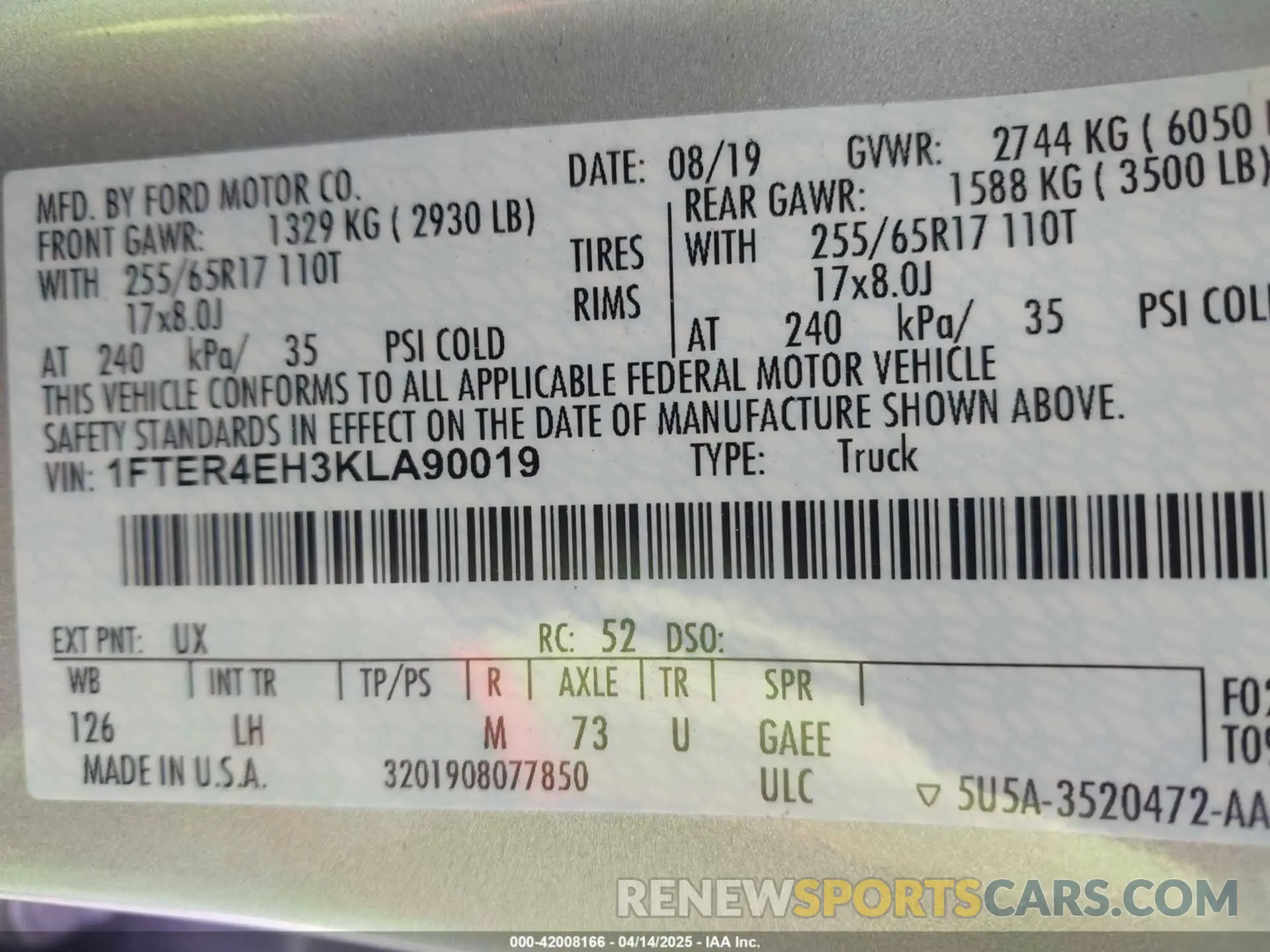 9 Photograph of a damaged car 1FTER4EH3KLA90019 FORD RANGER 2019
