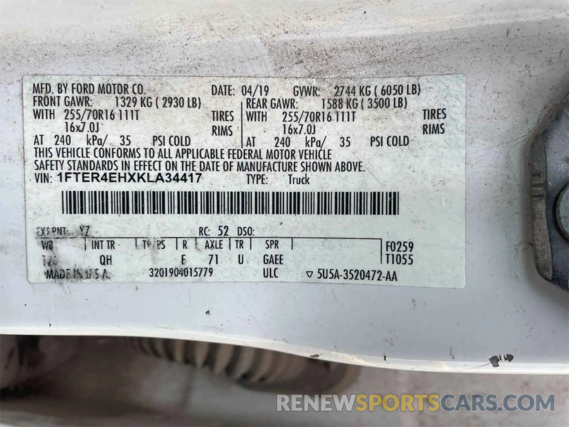 31 Photograph of a damaged car 1FTER4EHXKLA34417 FORD RANGER 2019