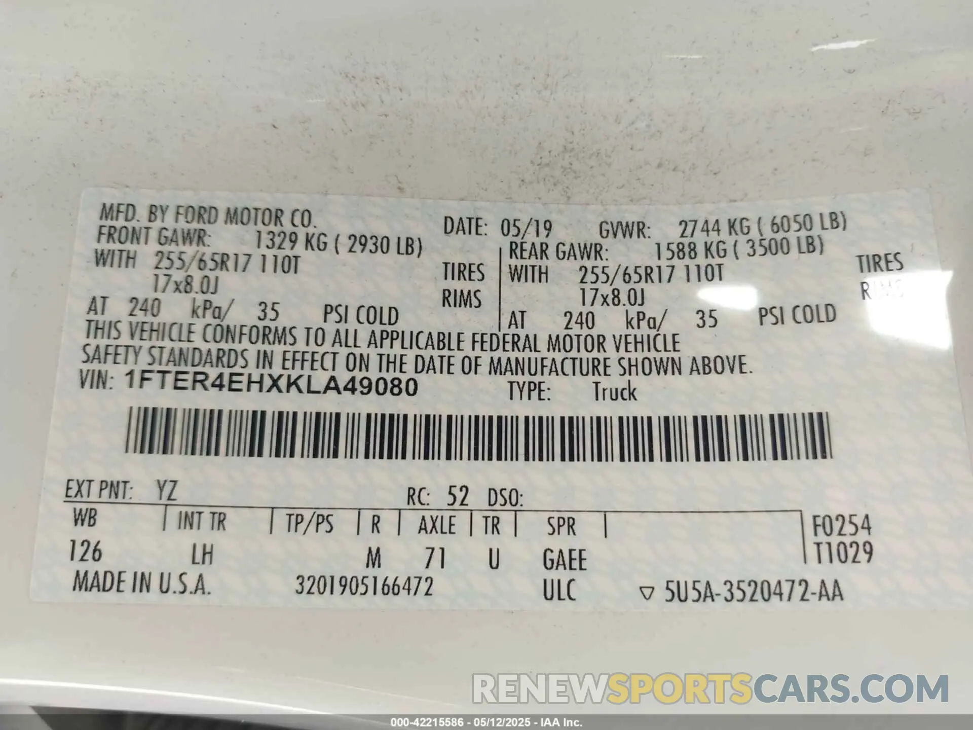 9 Photograph of a damaged car 1FTER4EHXKLA49080 FORD RANGER 2019