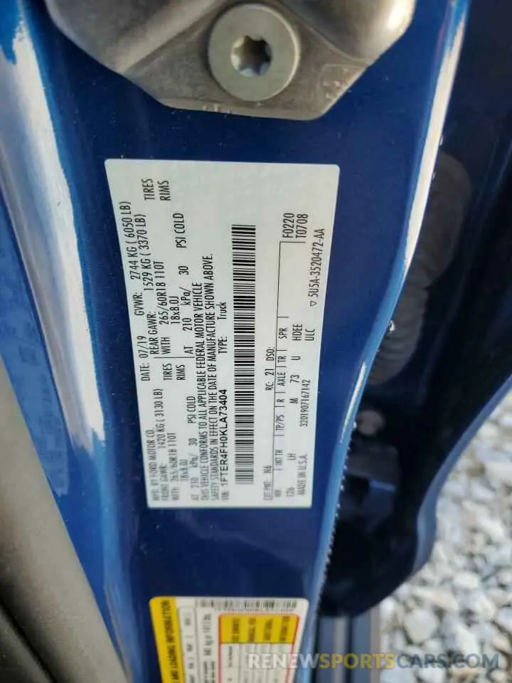 13 Photograph of a damaged car 1FTER4FH0KLA73404 FORD RANGER 2019