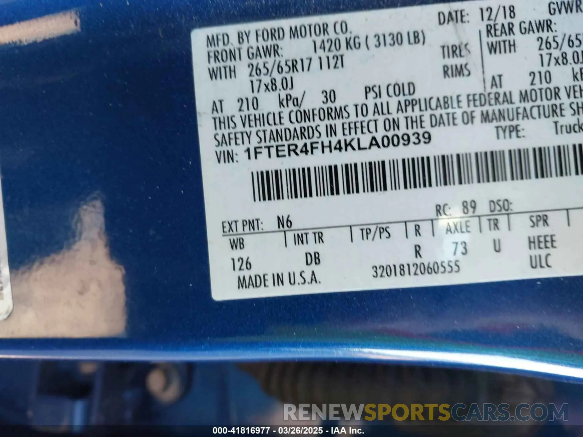 9 Photograph of a damaged car 1FTER4FH4KLA00939 FORD RANGER 2019