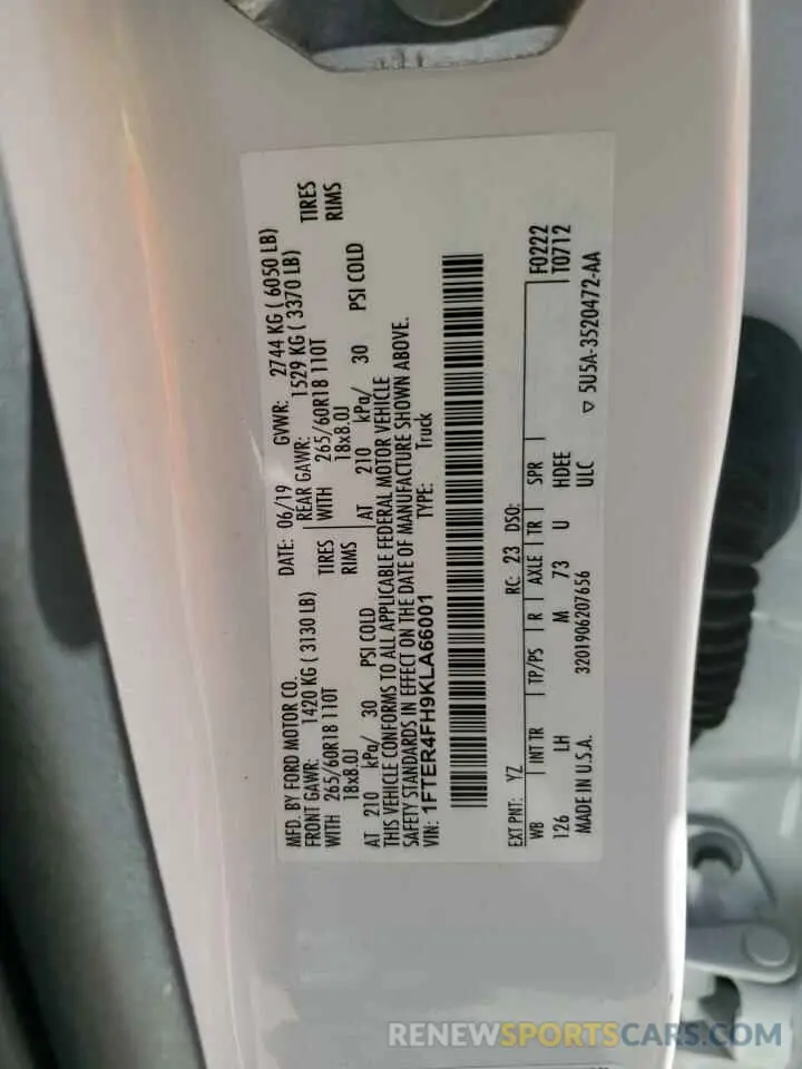 14 Photograph of a damaged car 1FTER4FH9KLA66001 FORD RANGER 2019