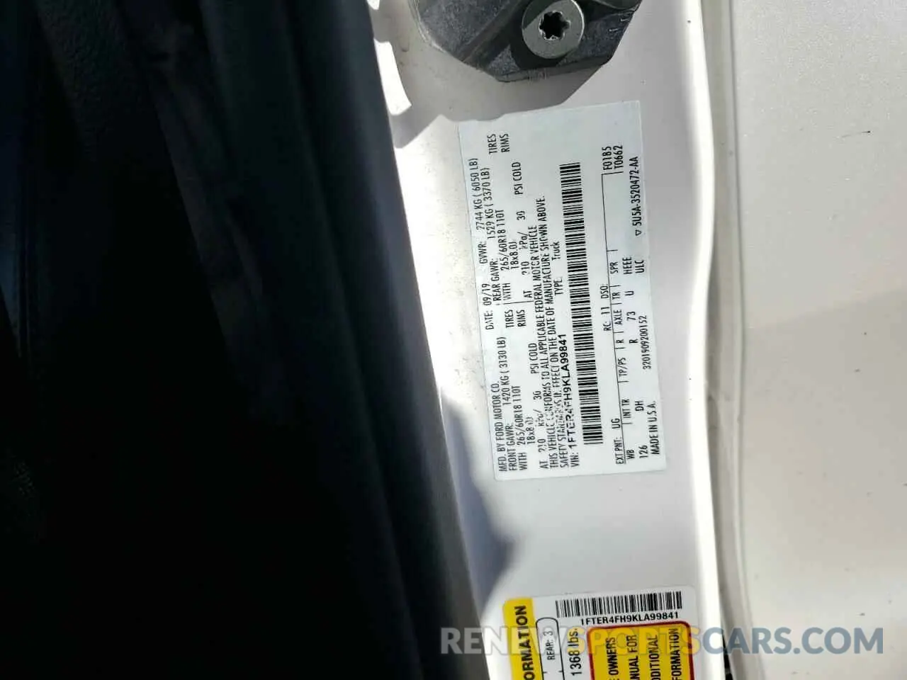 12 Photograph of a damaged car 1FTER4FH9KLA99841 FORD RANGER 2019