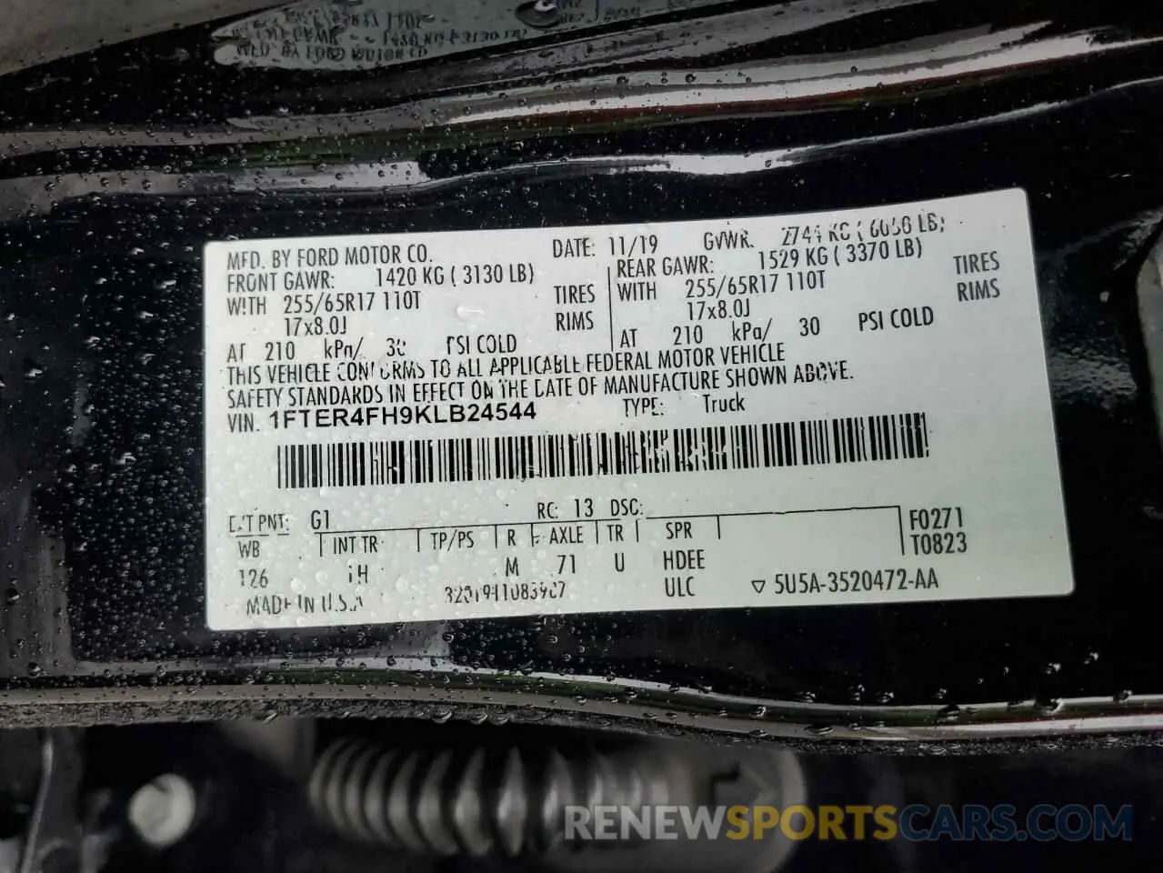 12 Photograph of a damaged car 1FTER4FH9KLB24544 FORD RANGER 2019