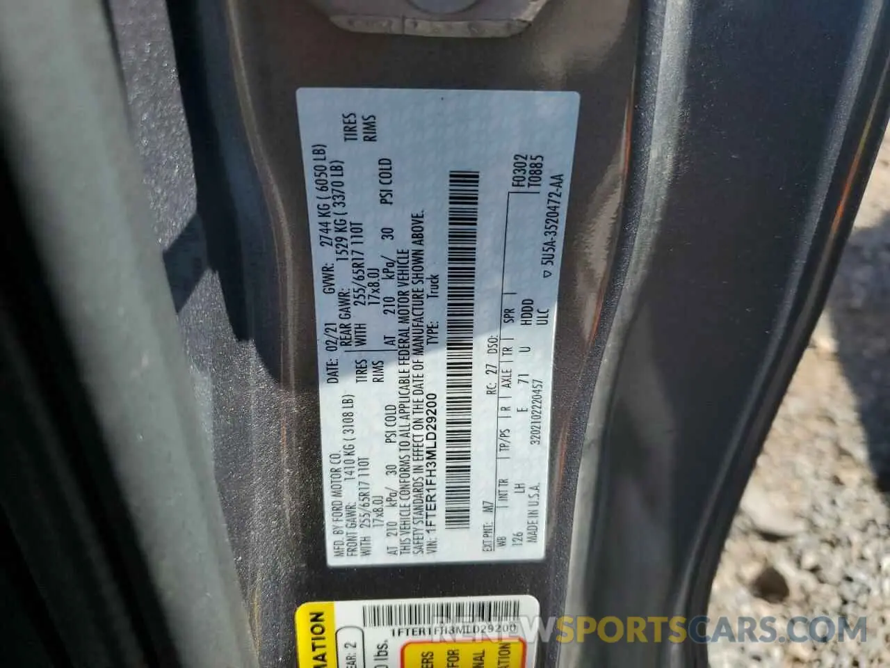 13 Photograph of a damaged car 1FTER1FH3MLD29200 FORD RANGER 2021