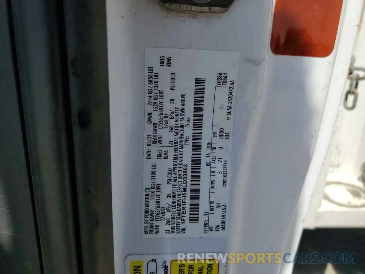 12 Photograph of a damaged car 1FTER1FH5MLD33863 FORD RANGER 2021