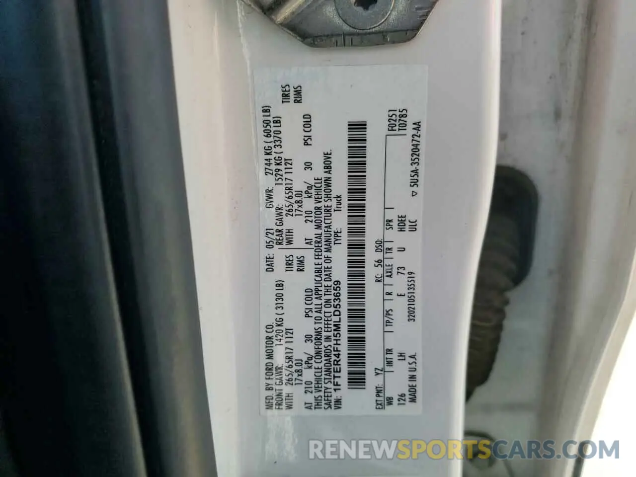 12 Photograph of a damaged car 1FTER4FH5MLD53659 FORD RANGER 2021