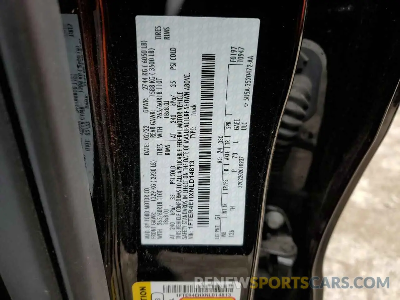 14 Photograph of a damaged car 1FTER4EHXNLD14813 FORD RANGER 2022
