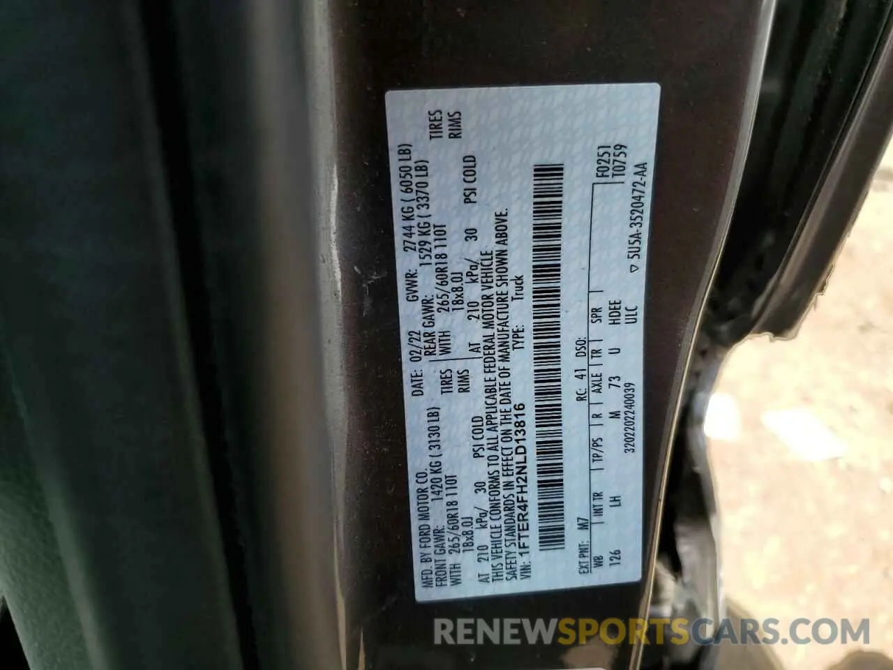 12 Photograph of a damaged car 1FTER4FH2NLD13816 FORD RANGER 2022