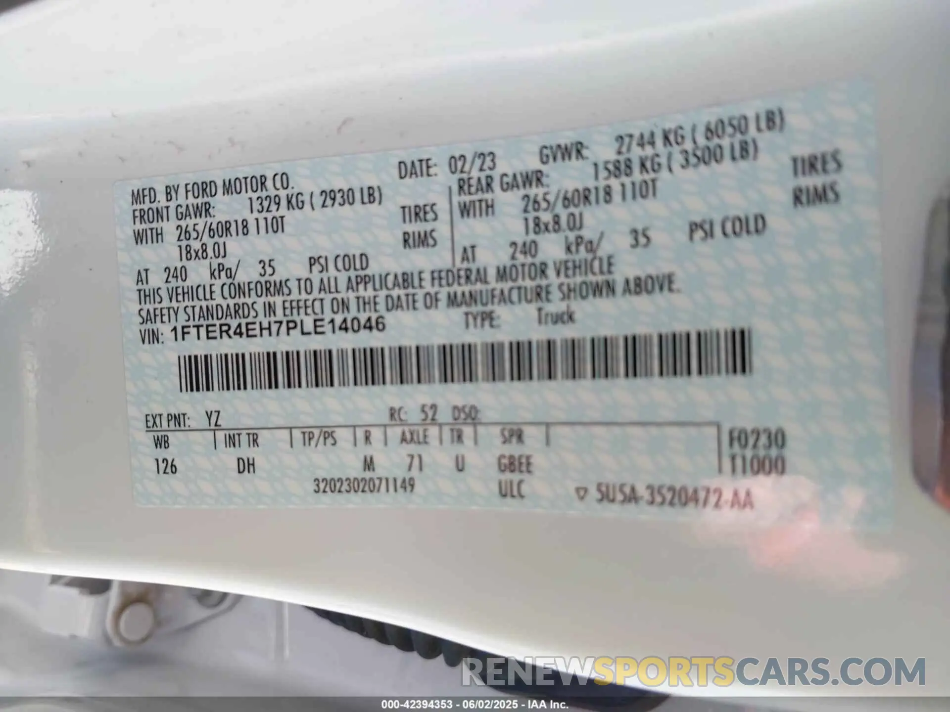 9 Photograph of a damaged car 1FTER4EH7PLE14046 FORD RANGER 2023