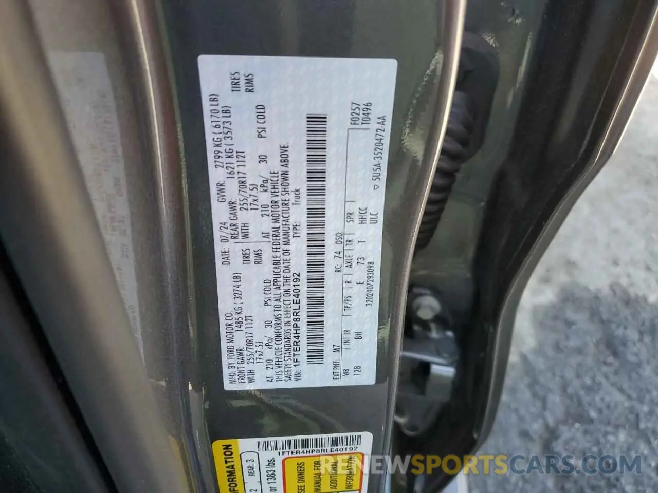 12 Photograph of a damaged car 1FTER4HP8RLE40192 FORD RANGER 2024