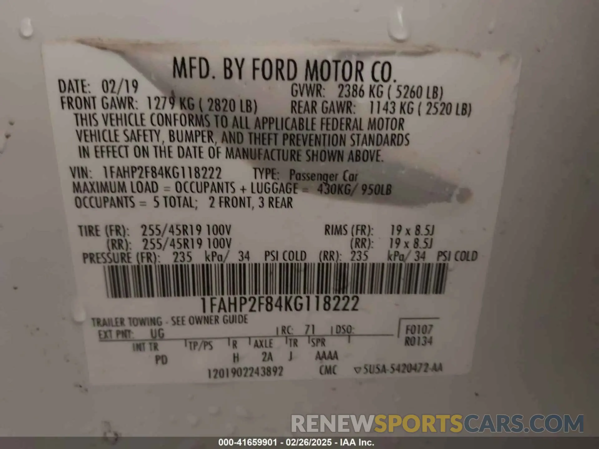 9 Photograph of a damaged car 1FAHP2F84KG118222 FORD TAURUS 2019